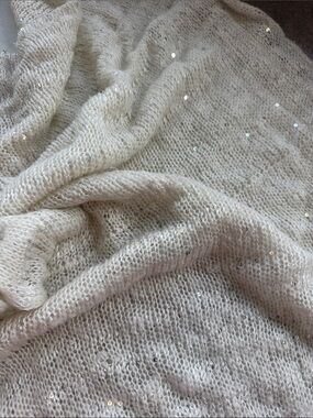 Ivory Sequin Knit Wrap Scarf